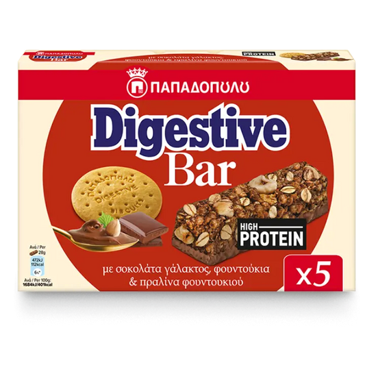 Digestive Bar High Protein med hasselnötsbitar, hasselnötspralin och mjölkchoklad